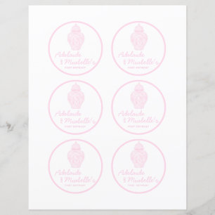 Preppy Rosa Ginger Burk Monogram Cuptårers Toppers
