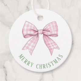 Preppy Rosa Gingham Bow Classic Round Sticker Gåvor Etiketter