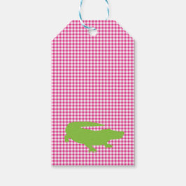 Preppy Rosa Gingham Grönt Alligator Southern Rolig Presentetikett