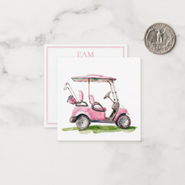Preppy Rosa Golf Cart Monogram Anteckningskort