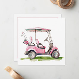 Preppy Rosa Golf Cart Monogram Anteckningskort