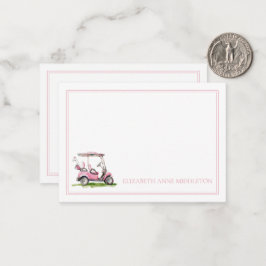 Preppy Rosa Golf Cart Monogram Anteckningskort