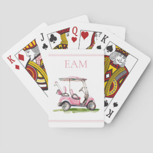 Preppy Rosa Golf Cart Monogram Casinokort