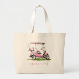 Preppy Rosa Golf Cart Personlig Jumbo Tygkasse