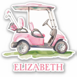 Preppy Rosa Golf Cart Personlig Klistermärken
