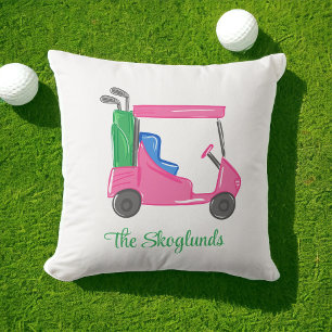 Preppy Rosa Golf Cart Personlig Kudde