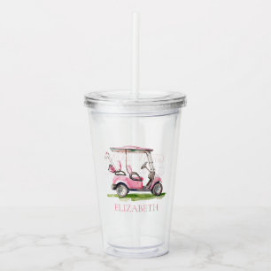 Preppy Rosa Golf Cart Personlig Take Away Mugg