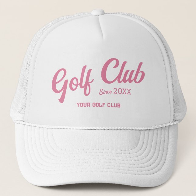 Preppy Rosa Golf Klubb Anpassningsbar Vapensköld W Keps (Framsida)