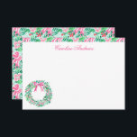 Preppy Rosa & Grönt Beach WAN Tack Kort<br><div class="desc">PreppyPrint.com - Fira jul i stil! Lägg till personligens beröring. Överför den här designen även till de produkter du vill ha! Besök min designerbutik,  PreppyPrint.com,  för att få information om hur du samordnar saker.</div>