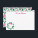 Preppy Rosa & Grönt Beach WAN Tack Kort<br><div class="desc">PreppyPrint.com - Fira jul i stil! Lägg till personligens beröring. Överför den här designen även till de produkter du vill ha! Besök min designerbutik,  PreppyPrint.com,  för att få information om hur du samordnar saker.</div>