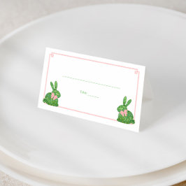 Preppy Rosa Grönt Boxwood Rabbit Påsk Brunch Placeringskort