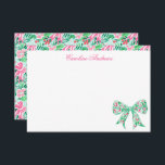 Preppy Rosa & Grönt Handflatan Beach Holly Bow Tack Kort<br><div class="desc">PreppyPrint.com - Fira jul i stil! Lägg till personligens beröring. Överför den här designen även till de produkter du vill ha! Besök min designerbutik,  PreppyPrint.com,  för att få information om hur du samordnar saker.</div>