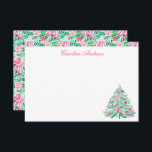 Preppy Rosa & Grönt Handflatan Beach Julgran Tack Kort<br><div class="desc">PreppyPrint.com - Fira jul i stil! Lägg till personligens beröring. Överför den här designen även till de produkter du vill ha! Besök min designerbutik,  PreppyPrint.com,  för att få information om hur du samordnar saker.</div>