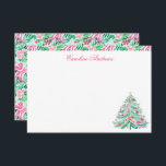Preppy Rosa & Grönt Handflatan Beach Julgran Tack Kort<br><div class="desc">PreppyPrint.com - Fira jul i stil! Lägg till personligens beröring. Överför den här designen även till de produkter du vill ha! Besök min designerbutik,  PreppyPrint.com,  för att få information om hur du samordnar saker.</div>