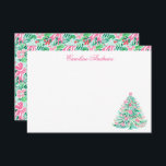Preppy Rosa & Grönt Handflatan Beach Julgran Tack Kort<br><div class="desc">PreppyPrint.com - Fira jul i stil! Lägg till personligens beröring. Överför den här designen även till de produkter du vill ha! Besök min designerbutik,  PreppyPrint.com,  för att få information om hur du samordnar saker.</div>
