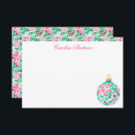 Preppy Rosa & Grönt Handflatan Beach Ornament Tack Kort<br><div class="desc">PreppyPrint.com - Fira jul i stil! Lägg till personligens beröring. Överför den här designen även till de produkter du vill ha! Besök min designerbutik,  PreppyPrint.com,  för att få information om hur du samordnar saker.</div>