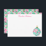Preppy Rosa & Grönt Handflatan Beach Ornament Tack Kort<br><div class="desc">PreppyPrint.com - Fira jul i stil! Lägg till personligens beröring. Överför den här designen även till de produkter du vill ha! Besök min designerbutik,  PreppyPrint.com,  för att få information om hur du samordnar saker.</div>