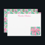 Preppy Rosa & Grönt Handflatan Beach Present Tack Kort<br><div class="desc">PreppyPrint.com - Fira jul i stil! Lägg till personligens beröring. Överför den här designen även till de produkter du vill ha! Besök min designerbutik,  PreppyPrint.com,  för att få information om hur du samordnar saker.</div>