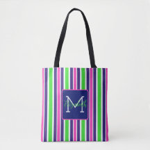 Preppy Rosa Grönt Navy Blue Rand Monogram