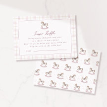 Preppy Rosa Gunghäst Blöja-Raffle Kort