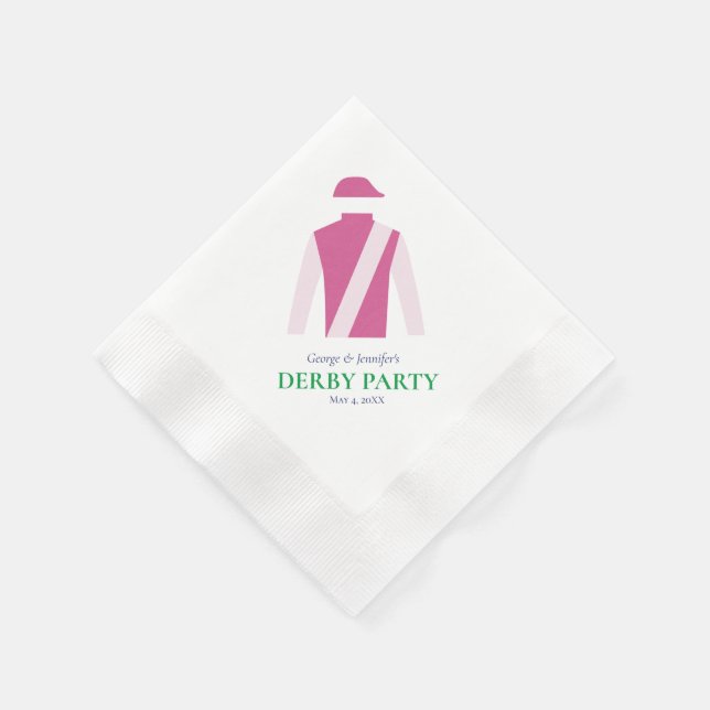 Preppy Rosa Jockey Silke Derby Party Personalize Pappersservett (Hörn)