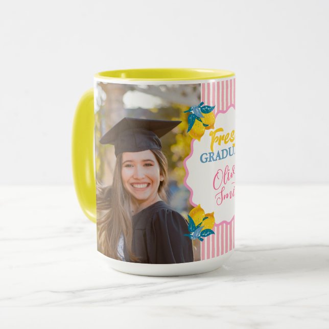 Preppy Rosa Lemonad Examen Anpassad Foto Klass Mugg (Framsida vänster)