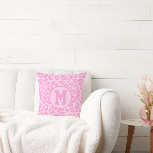 Preppy Rosa Leopard Print Kudde (Soffa)