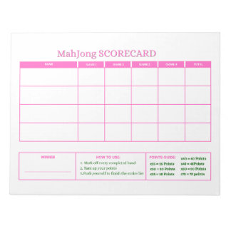 Preppy Rosa Mahjong-poängkort Tracker Anteckningsblock