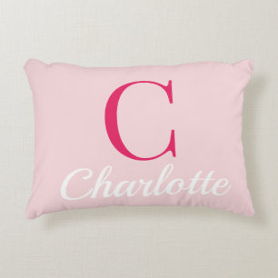 Preppy Rosa Monogram Namn Soveroms Kudd Prydnadskudde