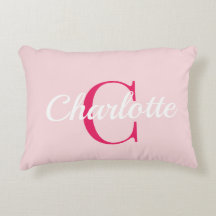 Preppy Rosa Monogram Namn Soverum Kudde