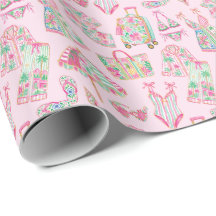 Preppy Rosa och Grön Palm Beach Chic Stil