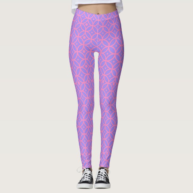 Preppy Rosa och Lavendel Leggings (Framsida)