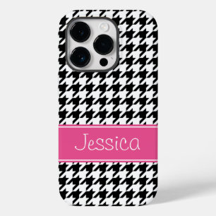 Preppy Rosa och svart Houndstooth-Personlig