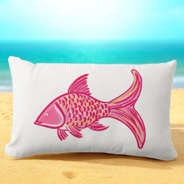 Preppy Rosa Orange Fisk Lumbarkudde
