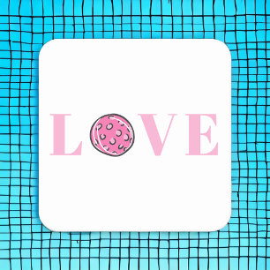 Preppy Rosa Pickleball KÄRLEKsfest Underlägg Papper Kvadrat