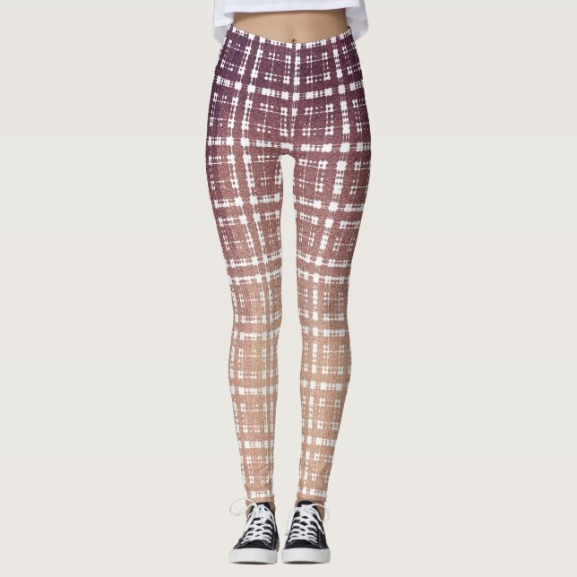 Preppy rosa plädmode leggings (Framsida)