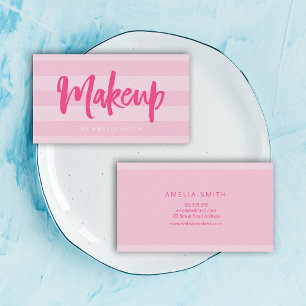 Preppy rosa randar borstar skrivar Makeup Visitkort