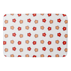 Preppy Rosa Red Flower Mönster White Background Badrumsmatta