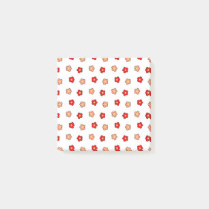 Preppy Rosa Red Flower Mönster White Background Post-it Block