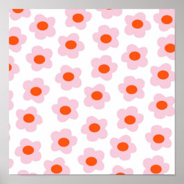 Preppy Rosa Red Hippie Flower Mönster Poster