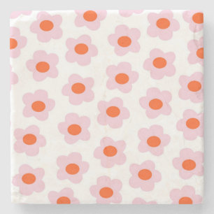 Preppy Rosa Red Hippie Flower Mönster Stenunderlägg