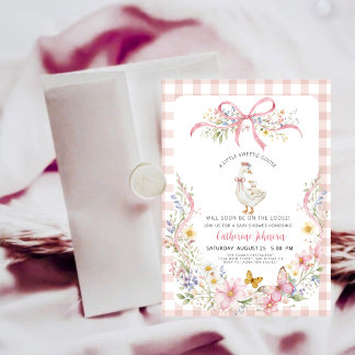 Preppy Rosa Rutiga Dumma Gås Bebisens Första Dag Inbjudningar