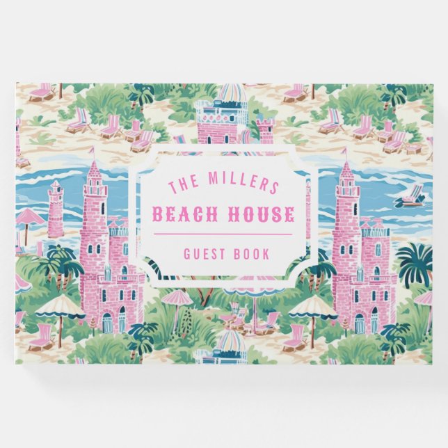 Preppy Rosa Sand Castle | Beach House Guest Bok (Framsida)