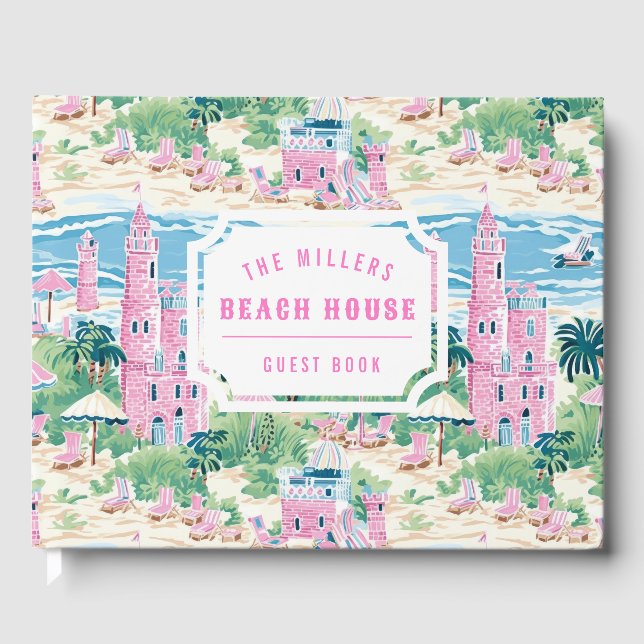 Preppy Rosa Sand Castle | Beach House Guest Bok (Framsida)