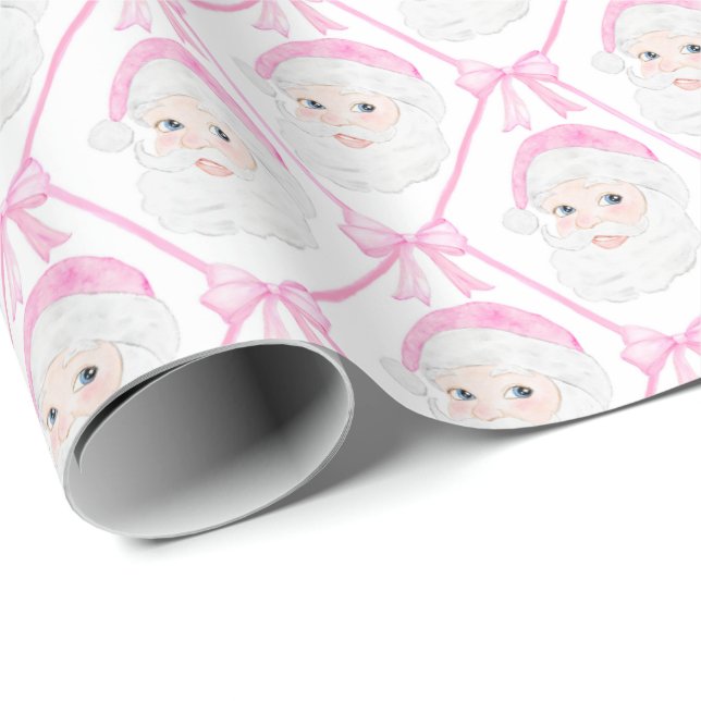 Preppy Rosa Santa bows jul-årtusende Presentpapper (Rullad Hörn)