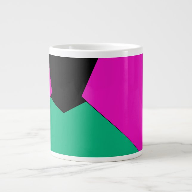 Preppy Rosa Smaragdgrönt Abstrakt Mosaikmönster Jumbo Mugg (Framsidan)