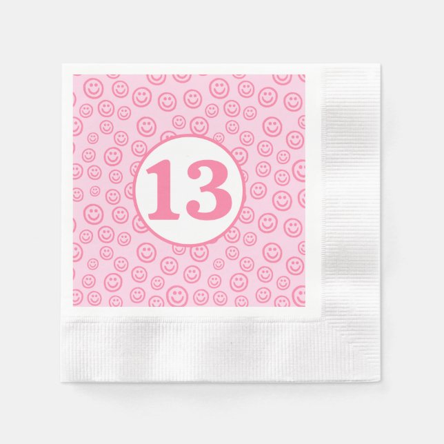 Preppy Rosa Smile Ansikte Pappersservett (Framsidan)