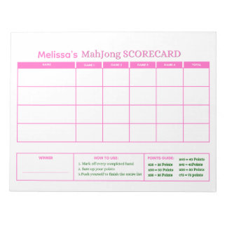 Preppy Rosa Spelresultatskort Anpassad Tracker Mah Anteckningsblock