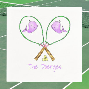 Preppy Rosa Tennis Rackets med Whale Covers Pappersservett