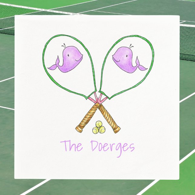 Preppy Rosa Tennis Rackets med Whale Covers Pappersservett (Skapare uppladdad)